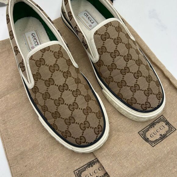 Men's Gucci GG canvas slip on sneakers size 8 fits 9 US. PRISTINE - Picture 3 of 11